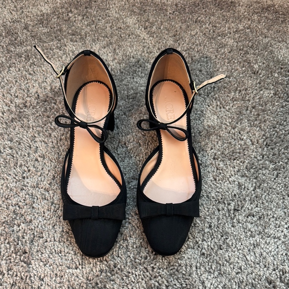 J. Crew Black Heels with Ankle Straps